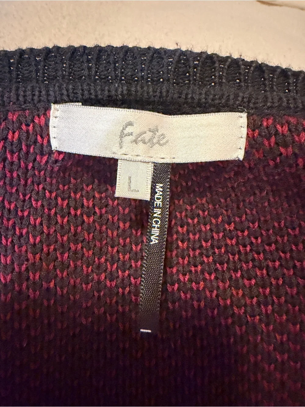 Fate Fringe Cardigan with Burgundy and Tan Accents
